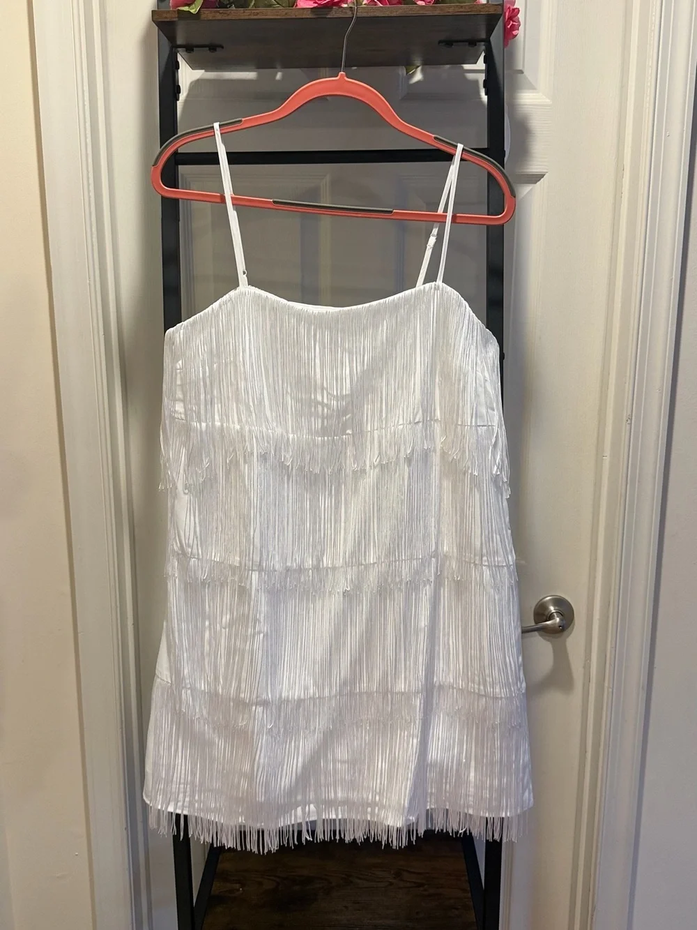 Tiered Fringe Mini White Dress Wedding Guess Destination Wedding - Picture 2 of 16